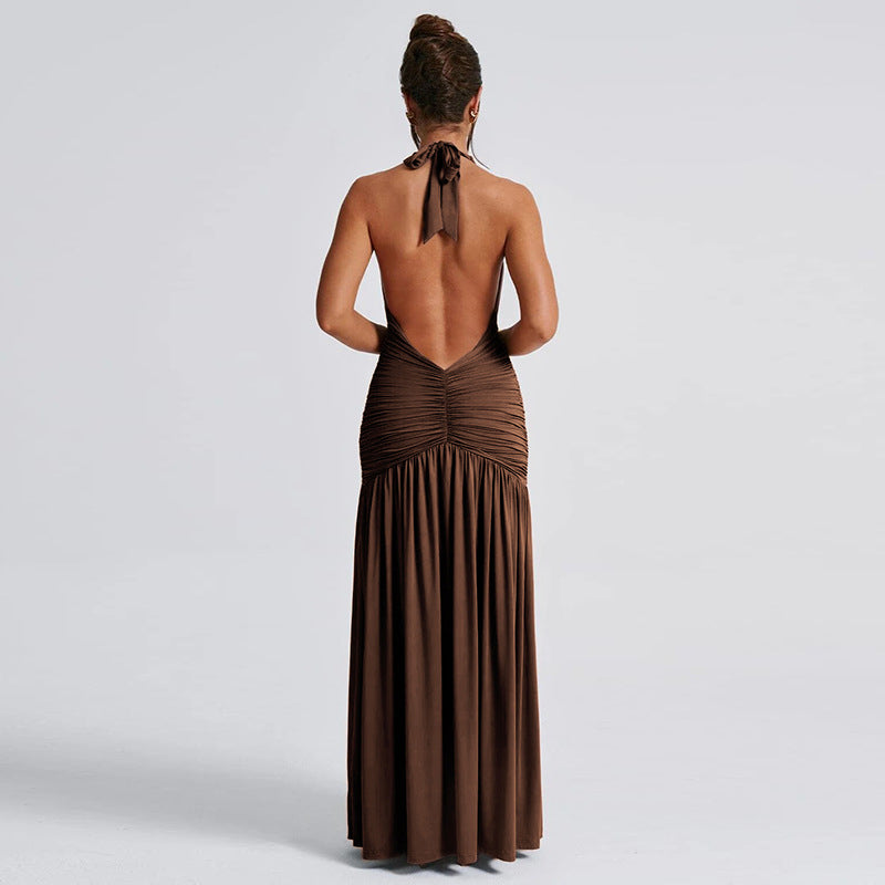 Sexy V- Maxi Dress brown