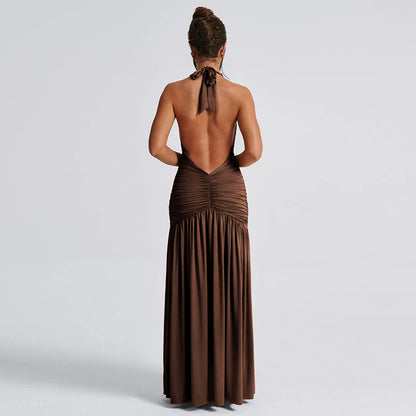 Sexy V- Maxi Dress brown