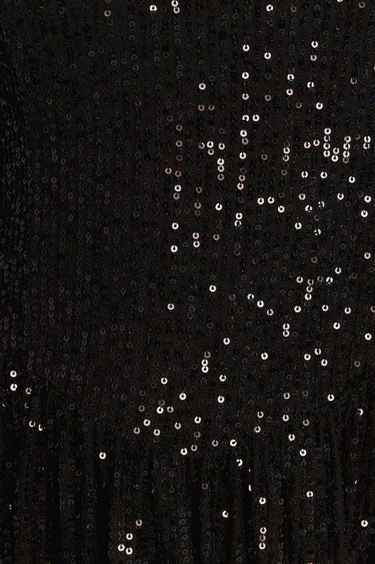 Velvet Bow & Lace Detail Sequin Mini Dress