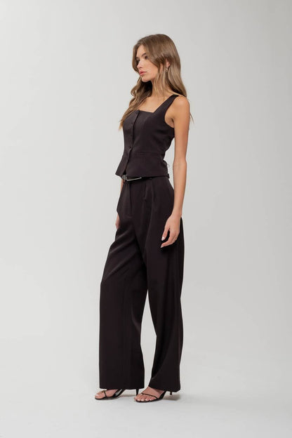PLEATED WIDE LEG DRESS PANTS