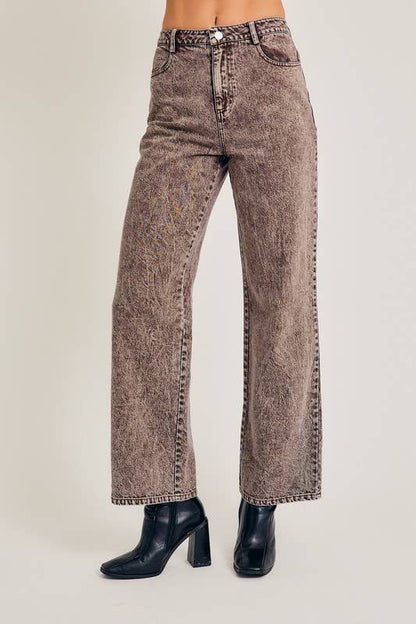 High Waisted Wide Leg Denim Pants